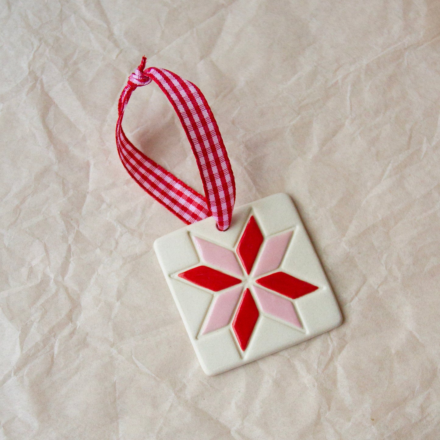 PRE-ORDER Eight-Pointed Star Quilt Square Ornament