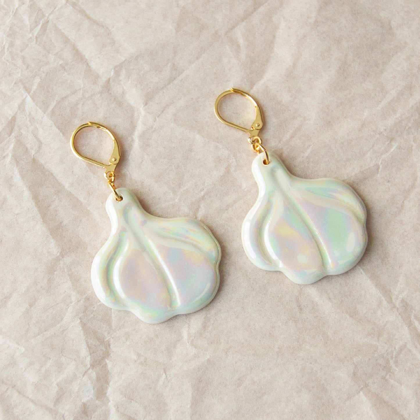 Iridescent Garlic Earrings