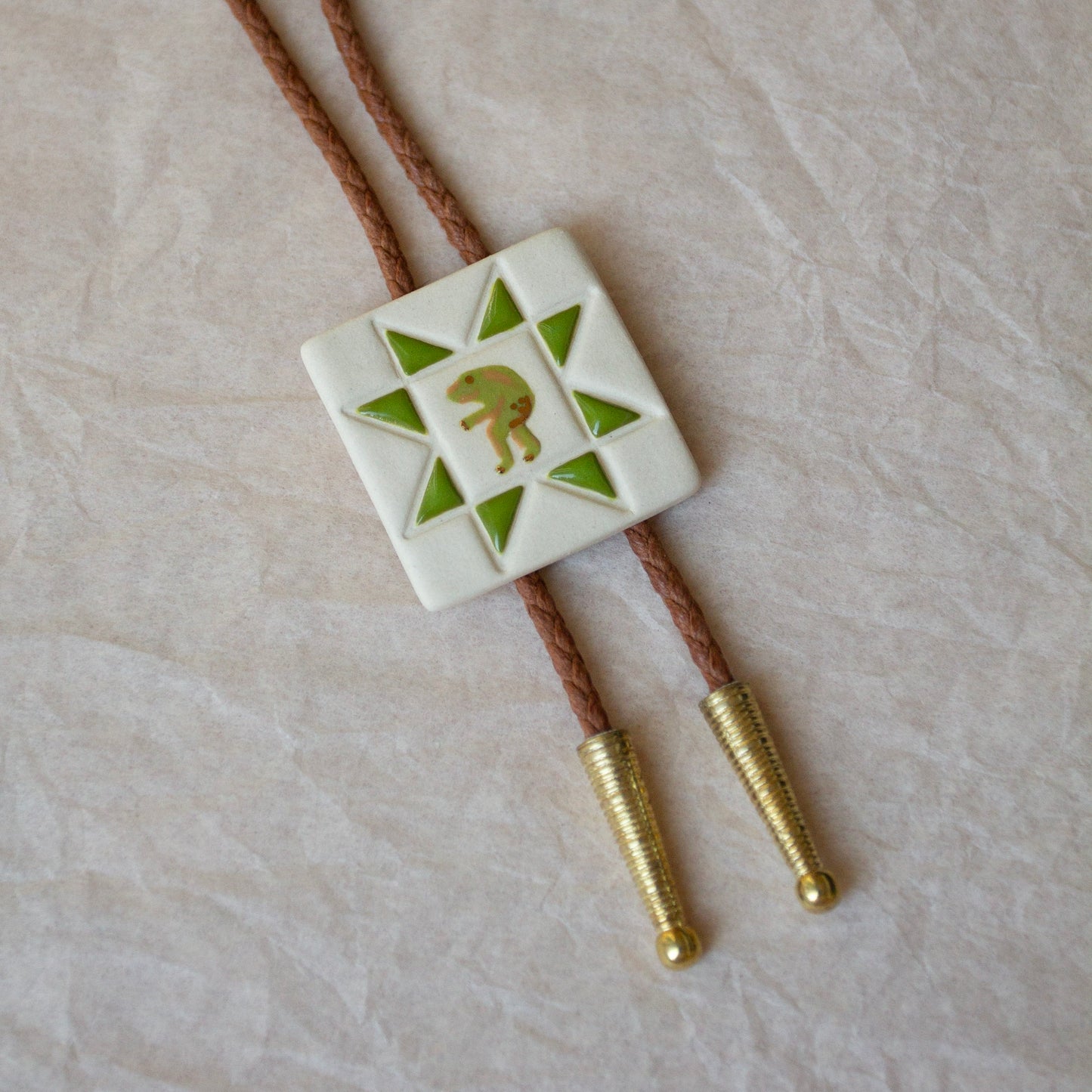 Loveland Frogman Quilt Square Bolo Tie