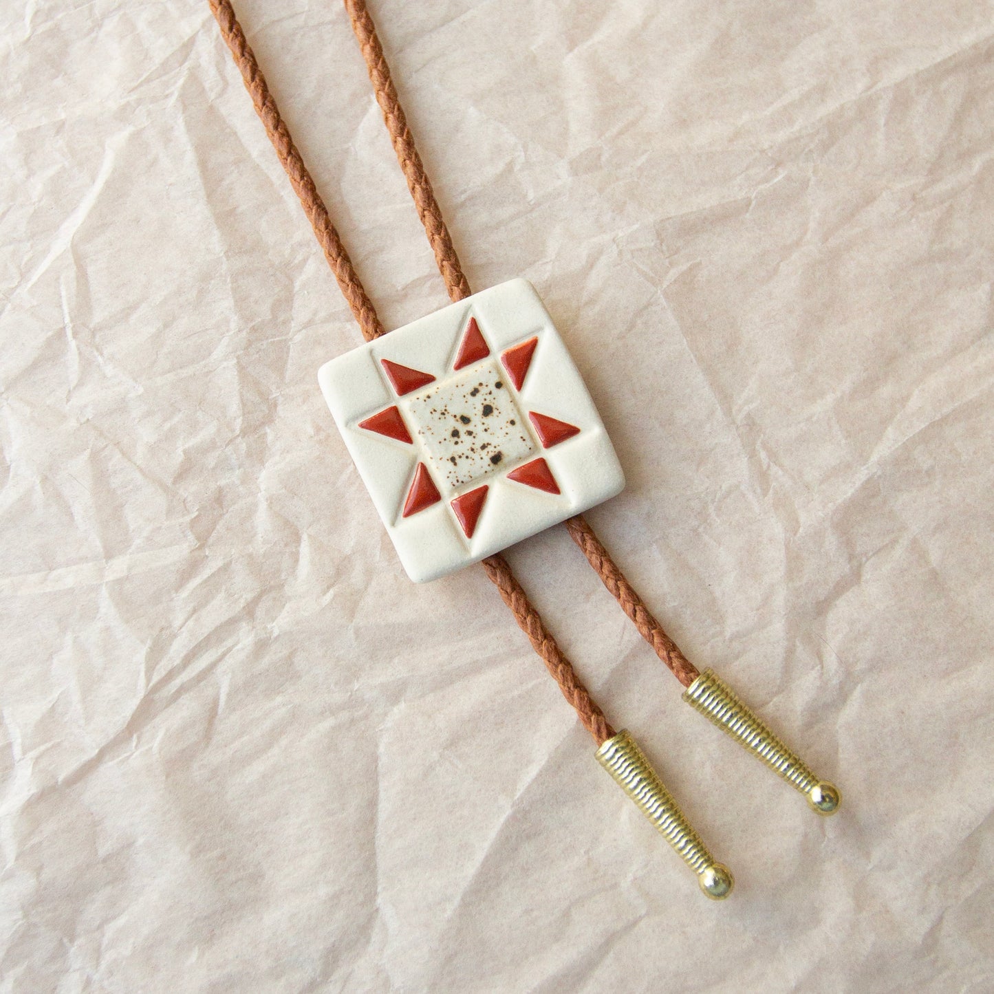 Sawtooth Star Quilt Square Bolo Tie