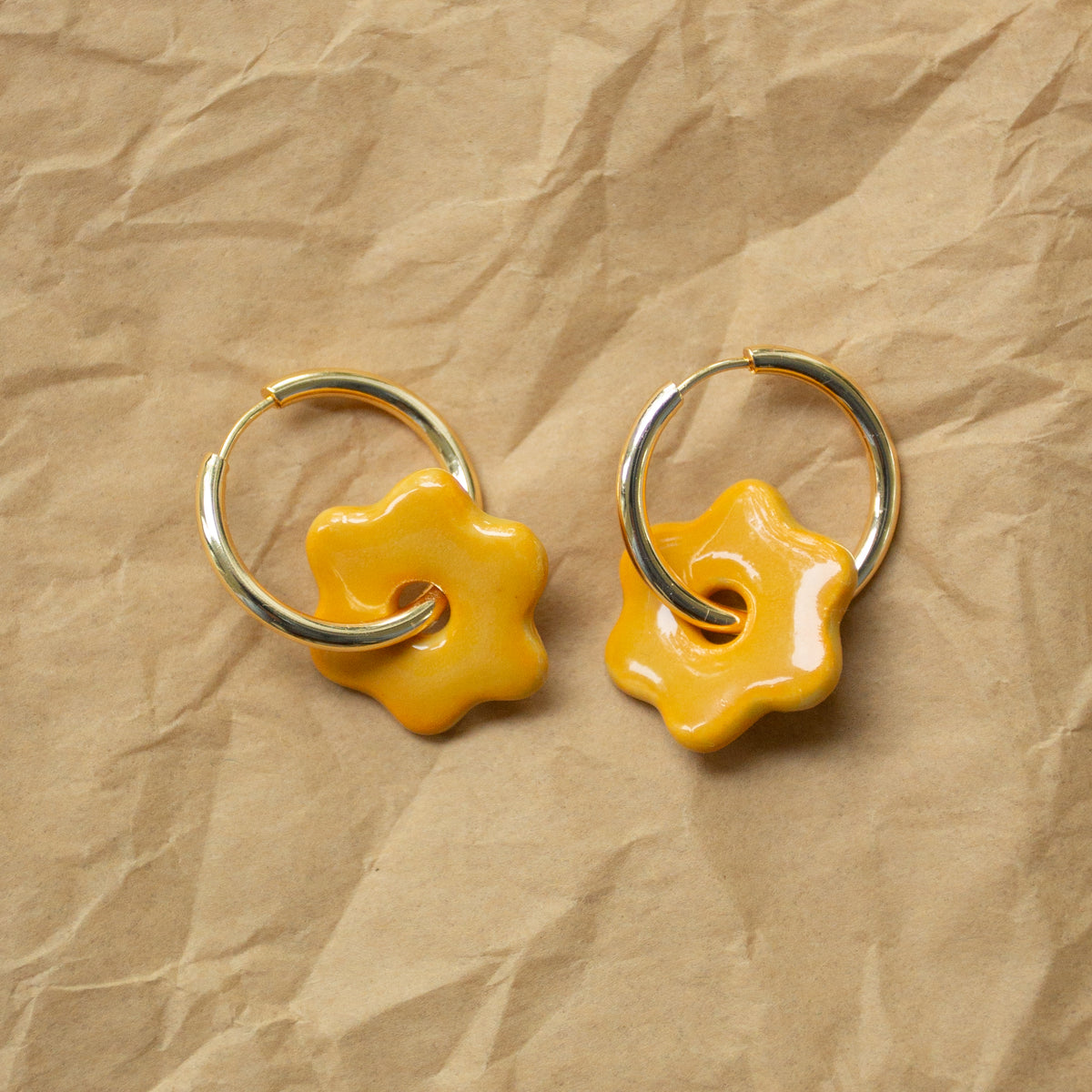 Daisy Hoops - Mustard