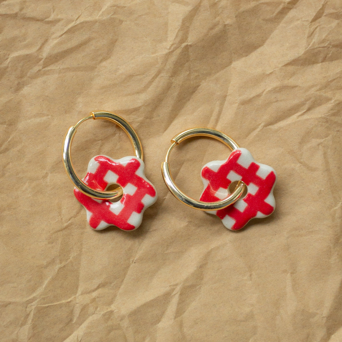 Daisy Hoops - Red Gingham