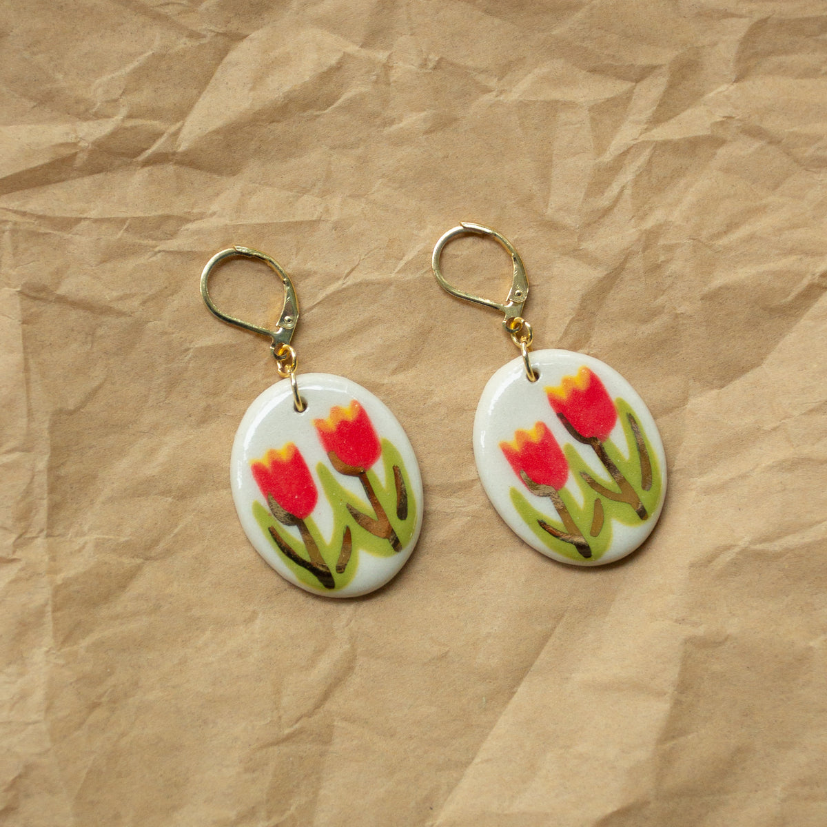 Red Tulip Earrings