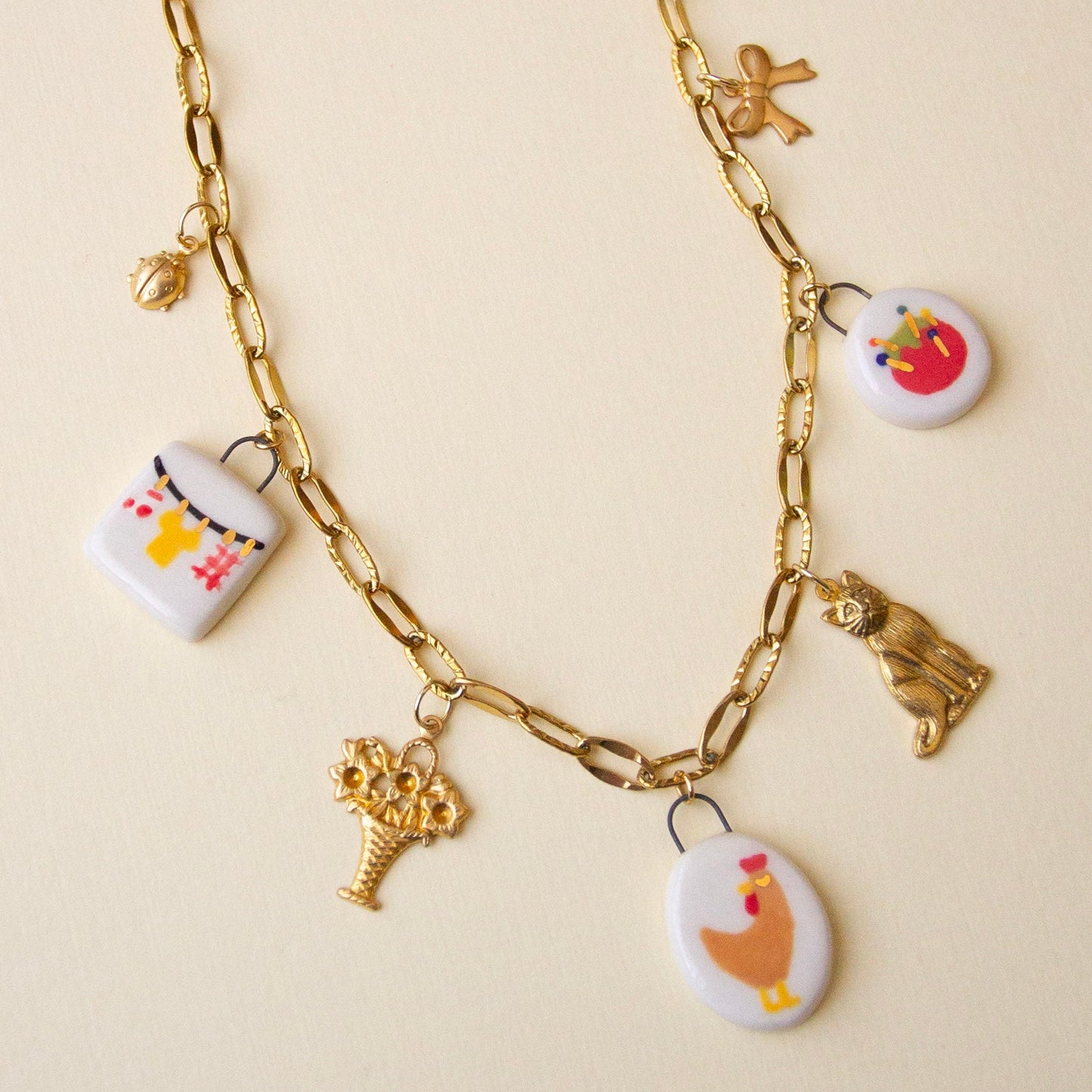 Brown Chicken Charm Necklace