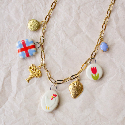 White Chicken Charm Necklace