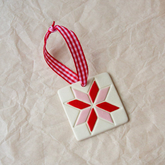 PRE-ORDER Eight-Pointed Star Quilt Square Ornament