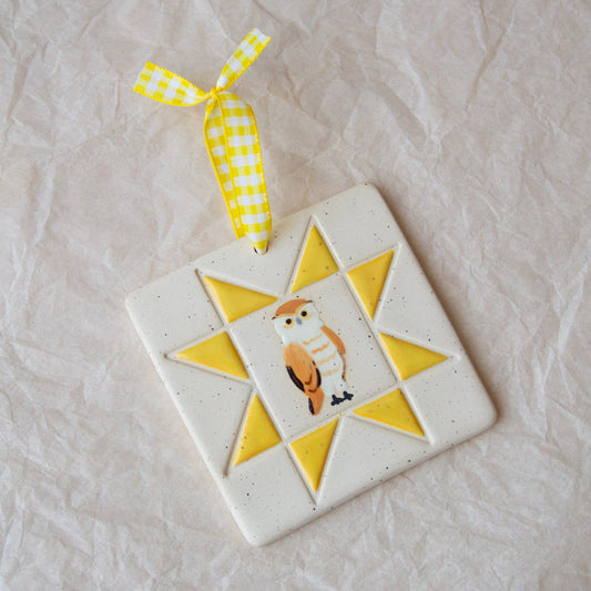 Burrowing Owl Quilt Square Wall Hanging