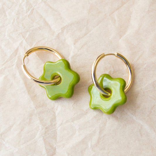 Daisy Hoops - Olive