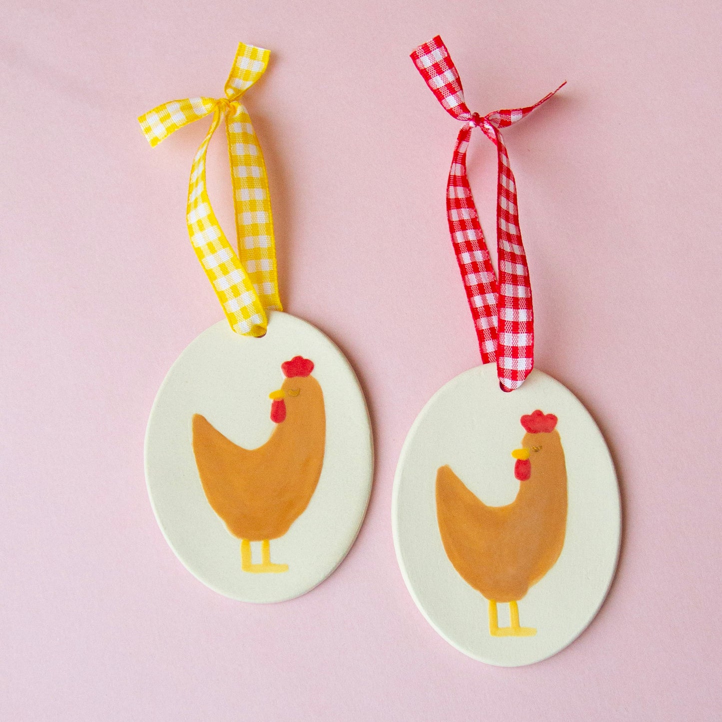 Brown Chicken Oval Ornament