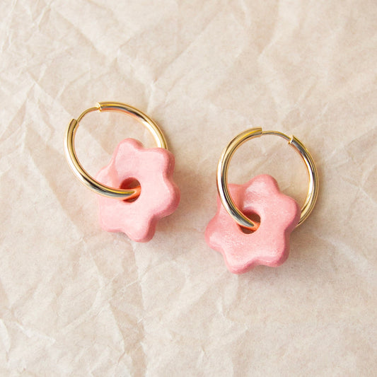 Daisy Hoops - Pink