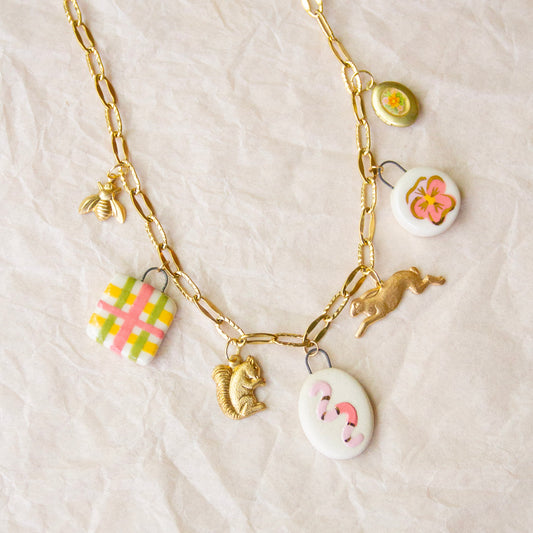 Worm and Pinks Charm Necklace