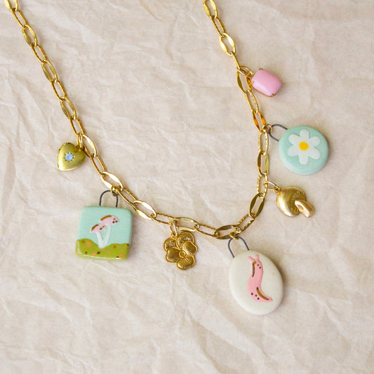 Pink Slug Charm Necklace