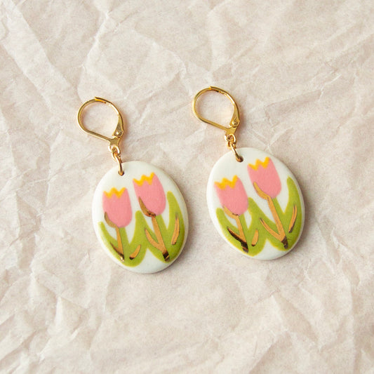 Pink Tulip Earrings