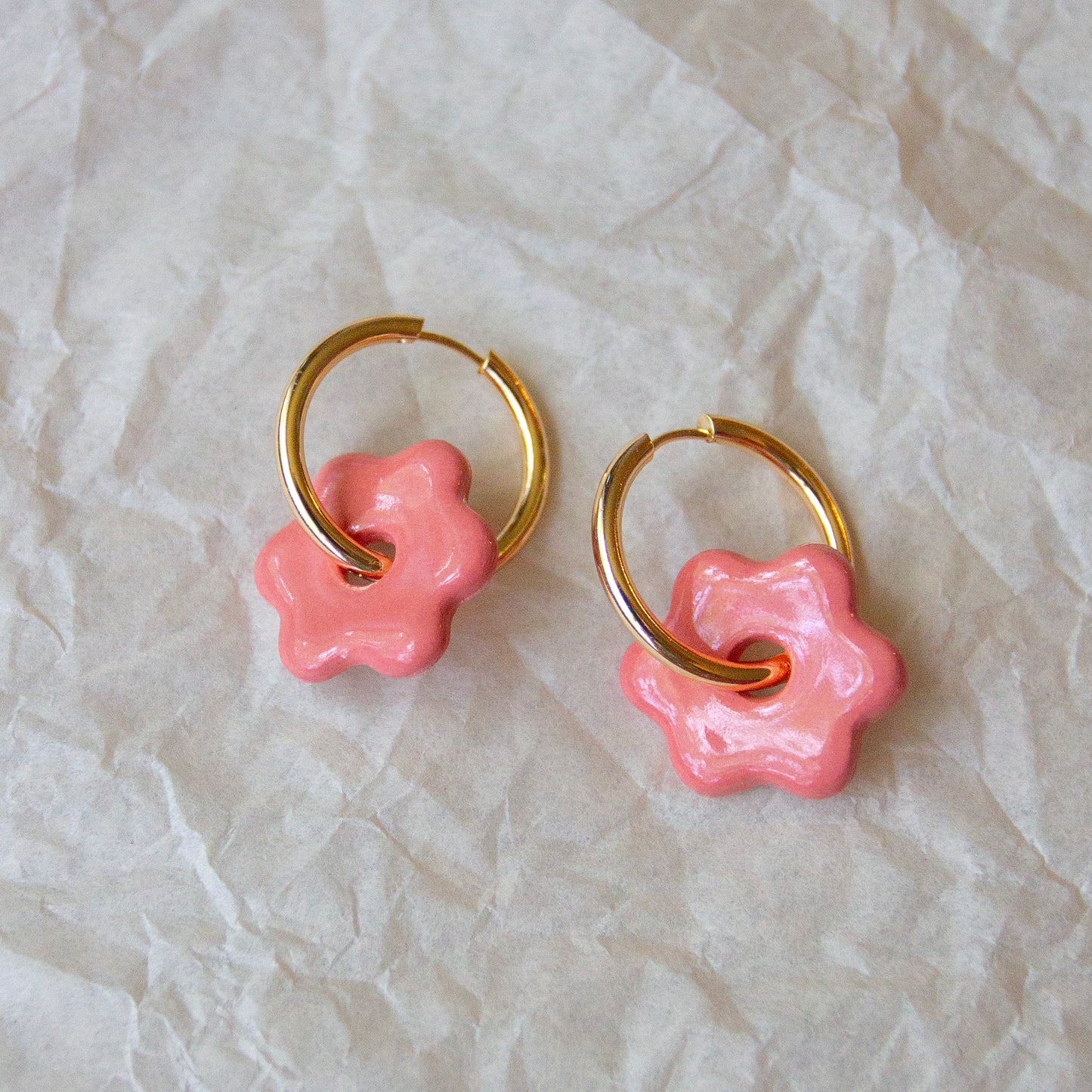 Daisy Hoops - Salmon