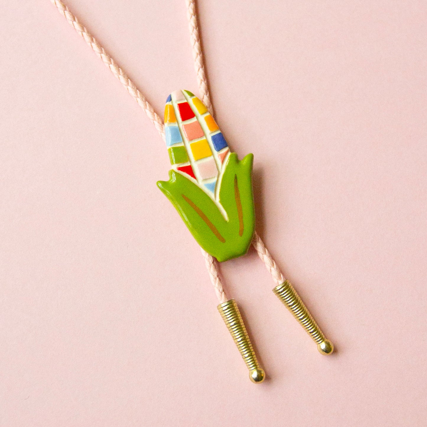 Glass Gem Corn Bolo Tie