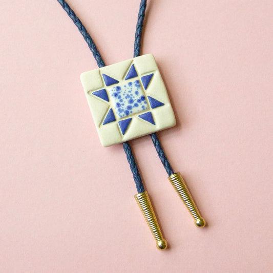 Sawtooth Star Quilt Square Bolo Tie