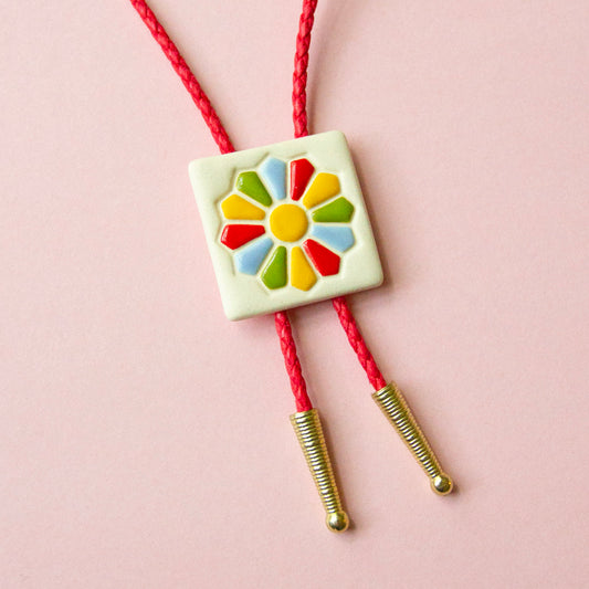 Dresden Plate Quilt Square Bolo Tie
