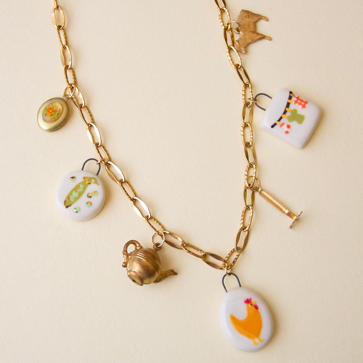 Harvest Gold Chicken Charm Necklace