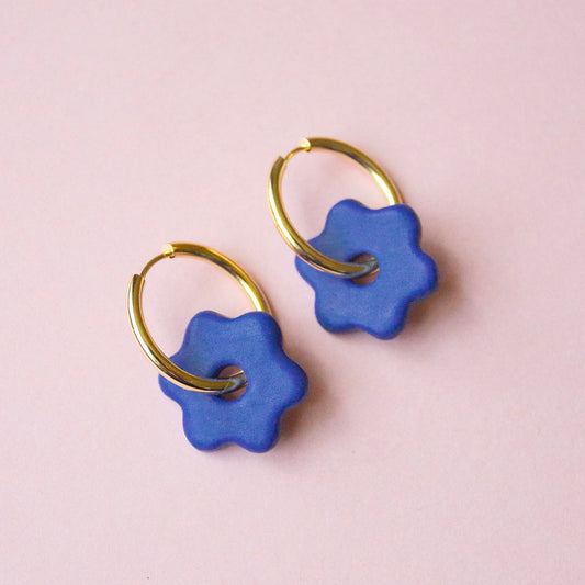 Daisy Hoops - Cobalt Blue