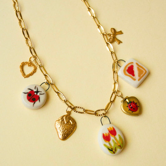 Red Tulips Charm Necklace