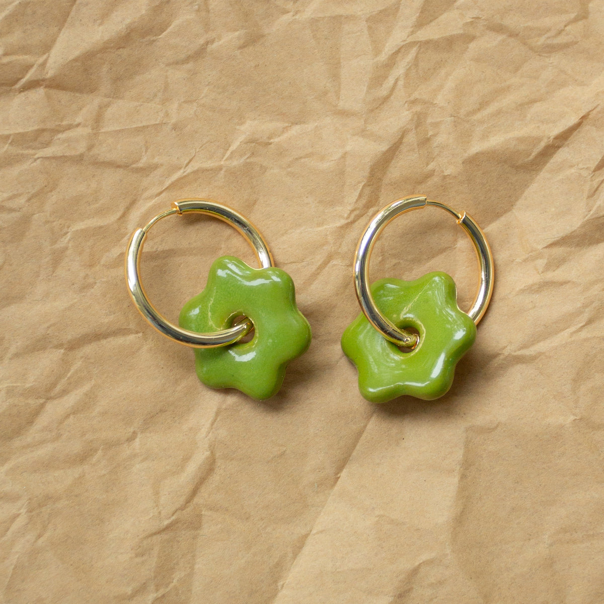 Daisy Hoops - Olive