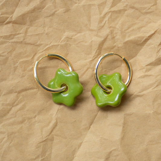 Daisy Hoops - Olive