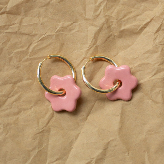 Daisy Hoops - Pink
