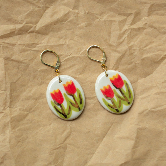 Red Tulip Earrings