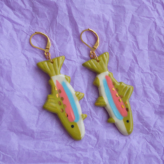 Rainbow Trout Earrings with Clasps